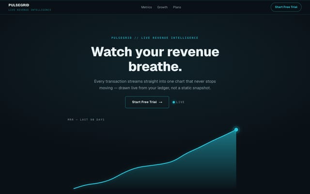 PULSEGRIDの実サイトをスクロールした見本