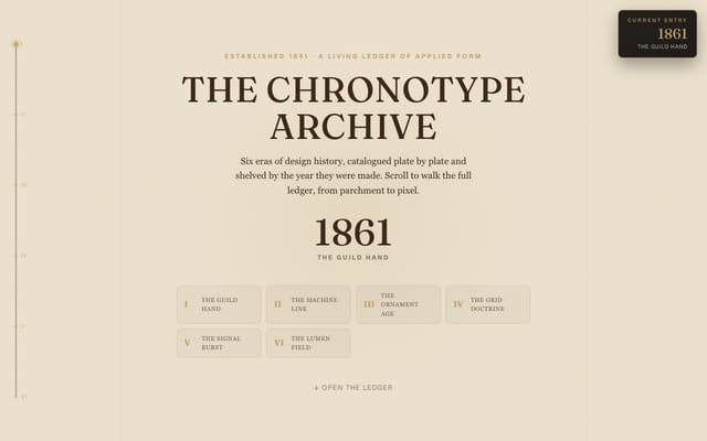 THE CHRONOTYPE ARCHIVEの実サイトをスクロールした見本