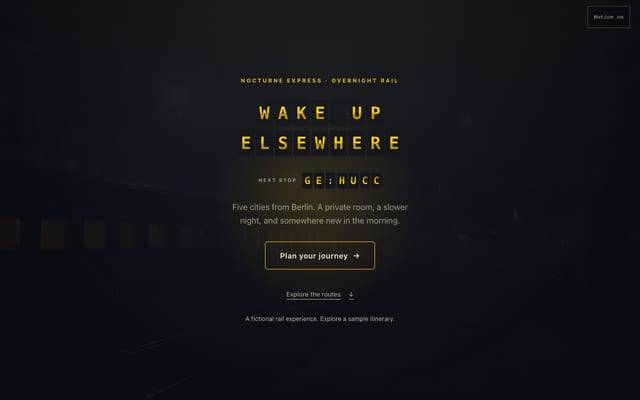 NOCTURNE EXPRESSの実サイトをスクロールした見本