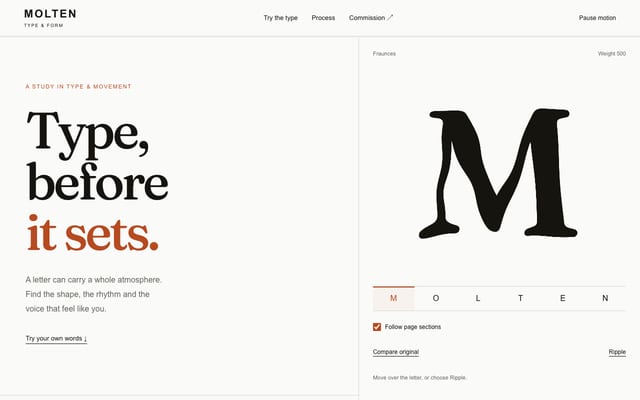 MOLTENの実サイトをスクロールした見本