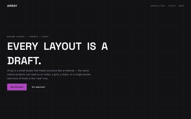 ARRAYの実サイトをスクロールした見本