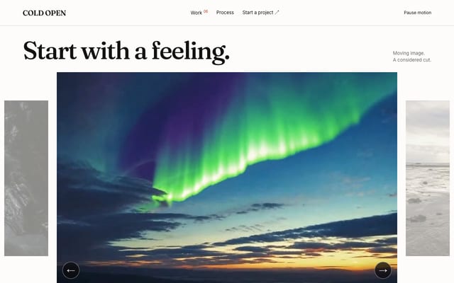COLD OPENの実サイトをスクロールした見本