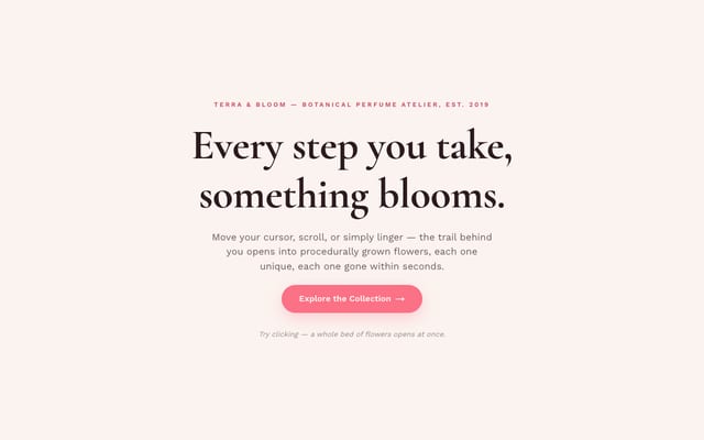 TERRA & BLOOMの実サイトをスクロールした見本