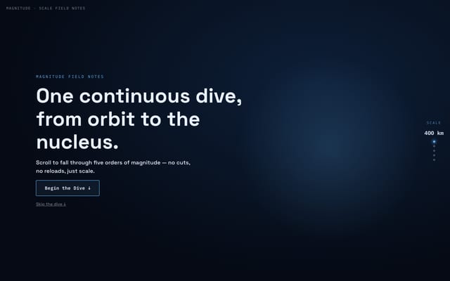 MAGNITUDEの実サイトをスクロールした見本